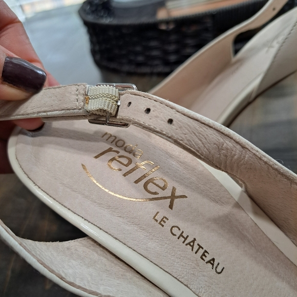 Ladies - Sling Back Leather Platform Dress Heels - Picture 5 of 9